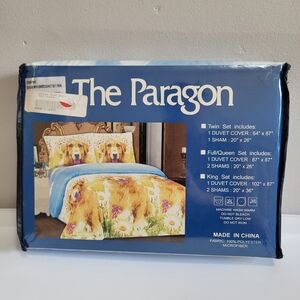 The Paragon NIB Vintage Golden Retriever Doggie with Daisies Twin Duvet Set